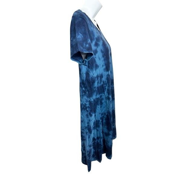 Style & Co. Blue Tie Dye Shirt A-Line Dress Size PM Medium Petite Short Sleeve - Picture 5 of 7